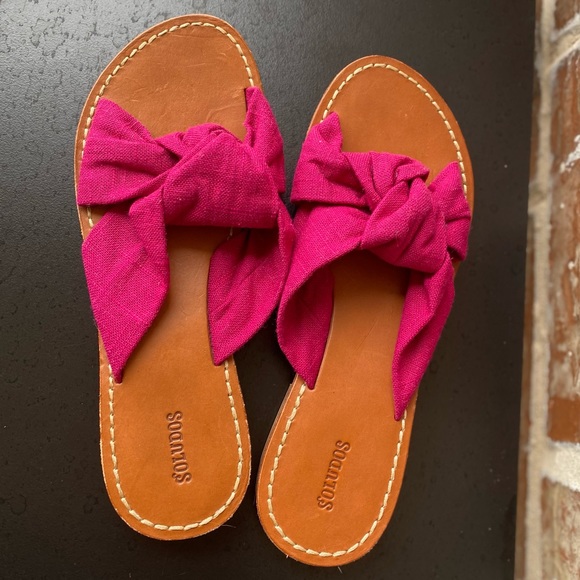 Soludos Fuchsia Cloth Knotted Slip On Slide Sandals Size 8 - Picture 5 of 9
